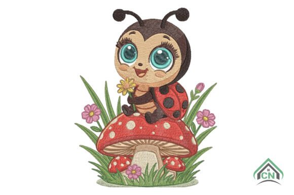 Cute Ladybug on Mushroom Embroidery File Review